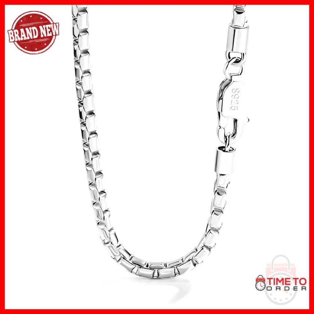 Men's 925 Sterling Silver 5mm Box Chain Necklace 22 Inches